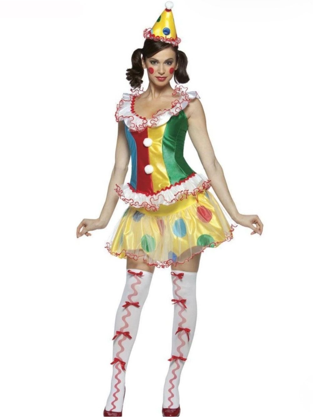 Sexy Women’s Ruffle 2 Piece Clown Halloween Costume Women’s Size Medium